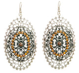 Twin Oval Cut Glass Earrings in White Metal