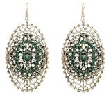 Twin Oval Cut Glass Earrings in White Metal