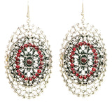 Twin Oval Cut Glass Earrings in White Metal