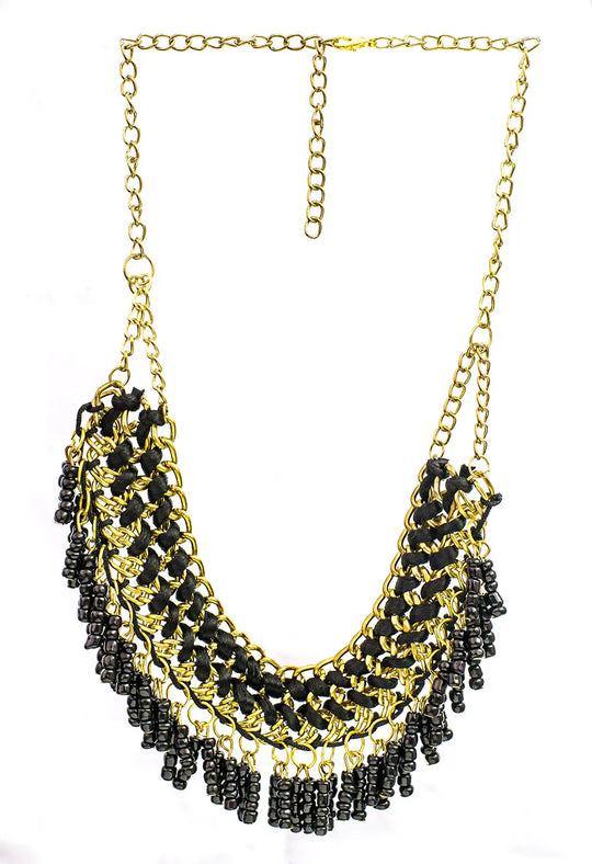 Multicolour Dangling Bead Brass Necklace