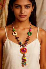 Handcrafted Multicolour Wooden Ethnic Necklace