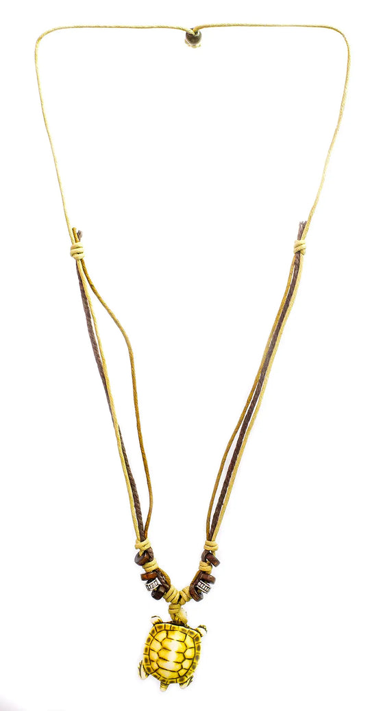 Tortoise Motif Waxed Cord Necklace