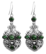Granulated Black Onyx and Moonstone Sterling Silver Earrings