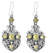 Granulated Black Onyx and Moonstone Sterling Silver Earrings