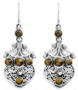 Granulated Black Onyx and Moonstone Sterling Silver Earrings