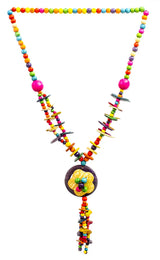Multicolour Beaded Floral Wood Necklace