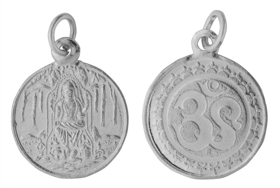 Dakshinamurti Shiva and Om Reverse Sterling Silver Pendant