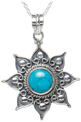 Turquoise Sun Sterling Silver Pendant