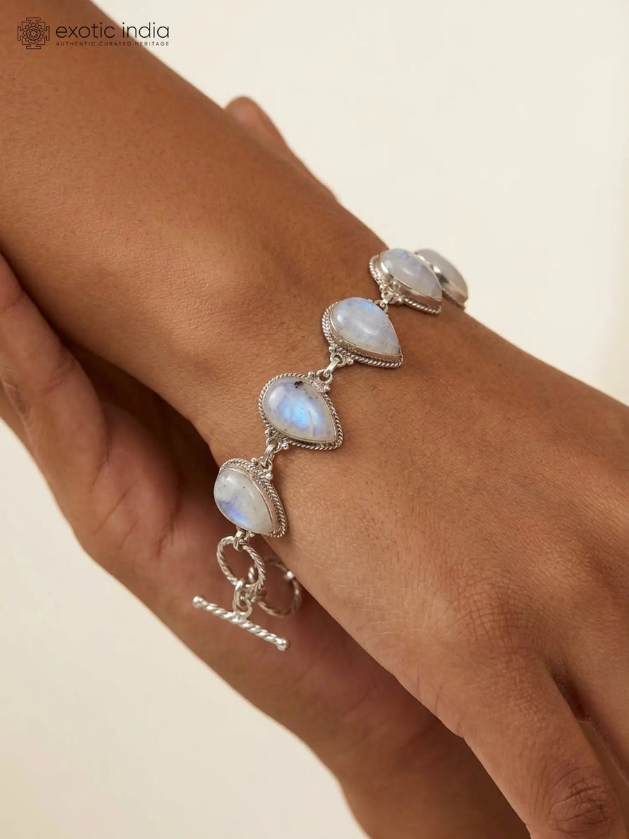 Teardrop Moonstone Sterling Silver Bracelet