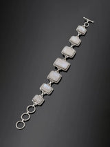 Rectangle Cut Rainbow Moonstone Sterling Silver Bracelet