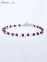 Rhodolite Garnet Beaded Sterling Silver Bracelet