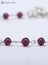 Rhodolite Garnet Beaded Sterling Silver Bracelet
