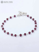 Rhodolite Garnet Beaded Sterling Silver Bracelet