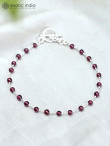 Rhodolite Garnet Beaded Sterling Silver Bracelet