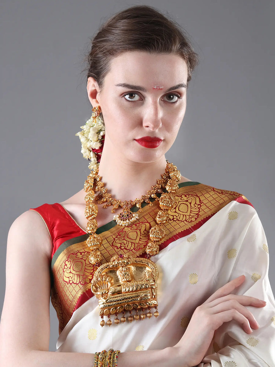Shri Padmanabha and Lakshmi Temple Silver Necklace