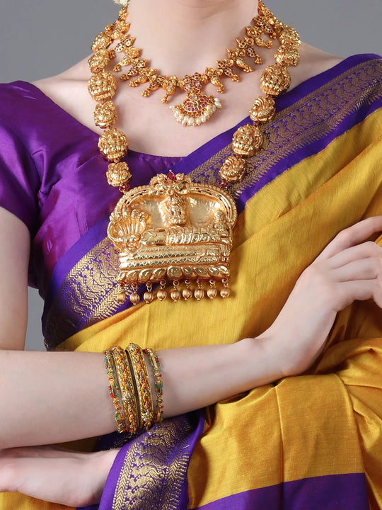 Shri Padmanabha and Lakshmi Temple Silver Necklace