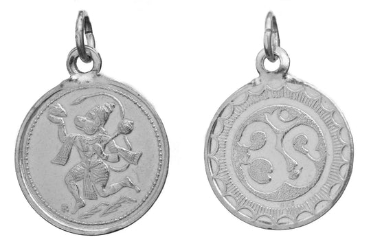 Hanuman and Om Reversible Sterling Silver Pendant