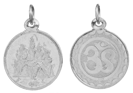 Shiva Parivar and Om Reverse Sterling Silver Pendant