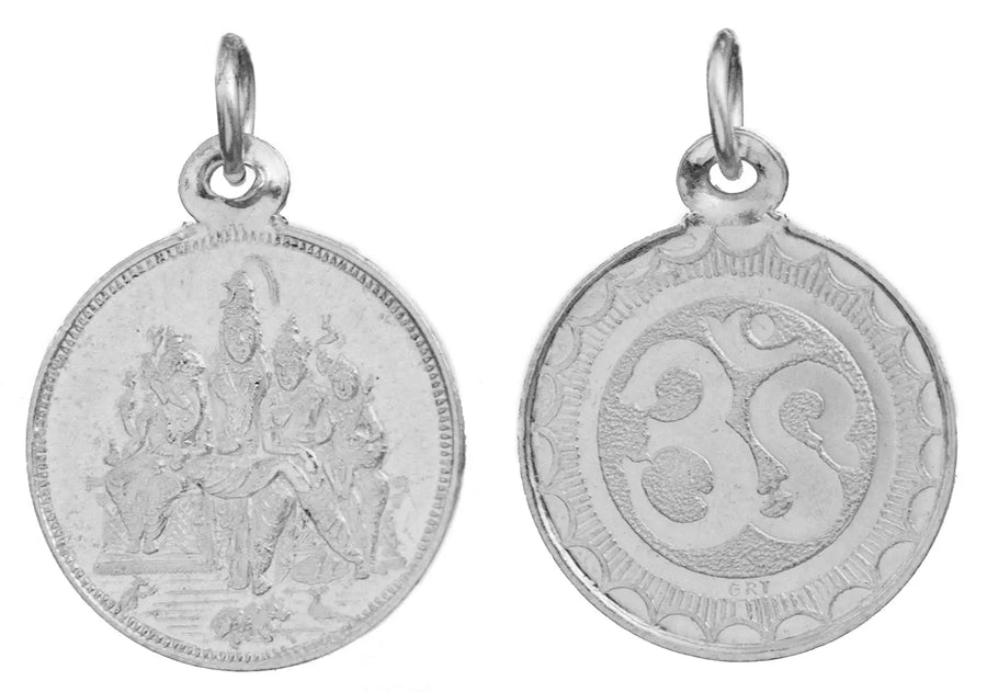 Shiva Parivar and Om Reverse Sterling Silver Pendant