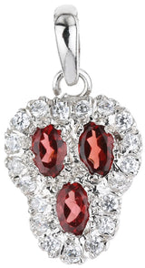 Amethyst, Garnet and Smoky Quartz Sterling Silver Pendant