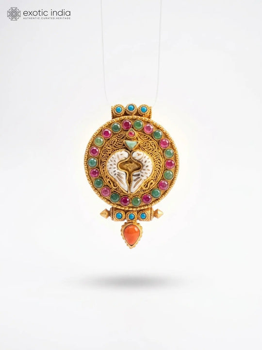 Manjushri and Twin Fish Sterling Silver Gau Box Pendant