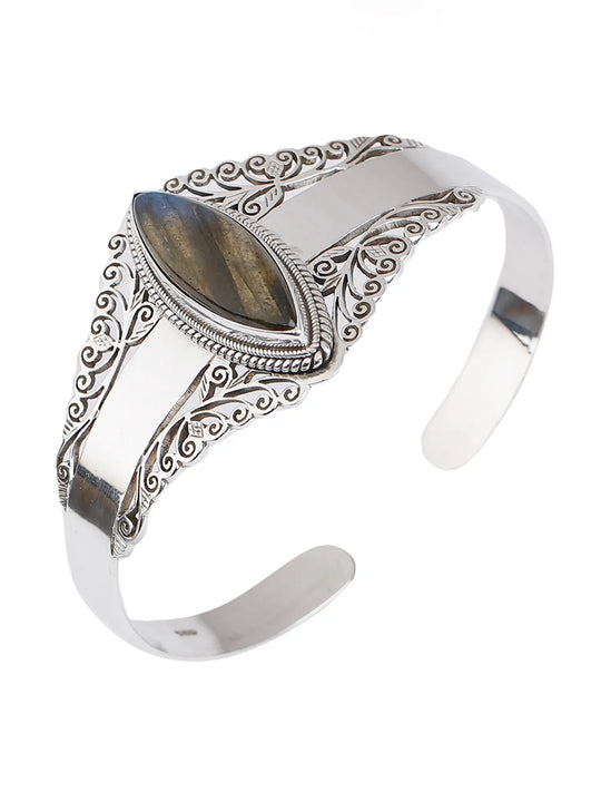 Marquise Labradorite Sterling Silver Adjustable Cuff Bracelet
