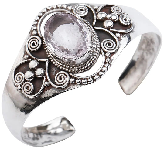 Oval Amethyst Sterling Silver Cuff Bracelet from Nepal