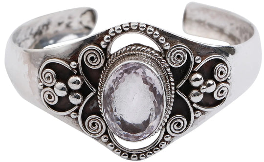 Oval Amethyst Sterling Silver Cuff Bracelet from Nepal