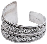 Asymmetric Twisted Rope Filigree Sterling Silver Cuff Bracelet