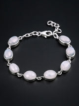 Rainbow Moonstone Cabochon Sterling Silver Bracelet