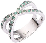 Moonstone and Sapphire Criss Cross Sterling Silver Ring