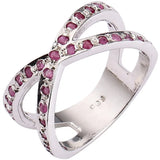 Moonstone and Sapphire Criss Cross Sterling Silver Ring