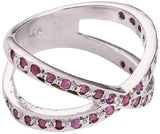Moonstone and Sapphire Criss Cross Sterling Silver Ring