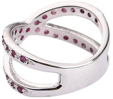 Moonstone and Sapphire Criss Cross Sterling Silver Ring