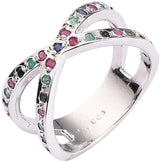 Moonstone and Sapphire Criss Cross Sterling Silver Ring