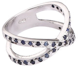 Moonstone and Sapphire Criss Cross Sterling Silver Ring