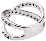 Moonstone and Sapphire Criss Cross Sterling Silver Ring