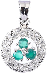 Green Onyx and Turquoise Sterling Silver Pendant