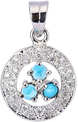 Green Onyx and Turquoise Sterling Silver Pendant