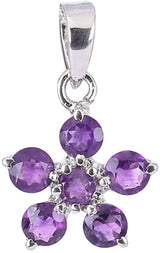 Floral Gemstone Sterling Silver Pendant in Amethyst or Topaz