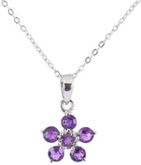 Floral Gemstone Sterling Silver Pendant in Amethyst or Topaz