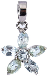 Floral Gemstone Sterling Silver Pendant in Amethyst or Topaz