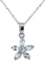 Floral Gemstone Sterling Silver Pendant in Amethyst or Topaz