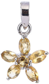 Floral Gemstone Sterling Silver Pendant in Amethyst or Topaz
