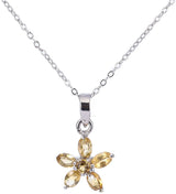 Floral Gemstone Sterling Silver Pendant in Amethyst or Topaz