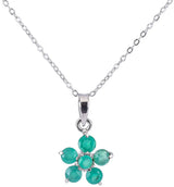 Floral Gemstone Sterling Silver Pendant in Amethyst or Topaz