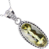 Oval Citrine Sterling Silver Pendant Necklace