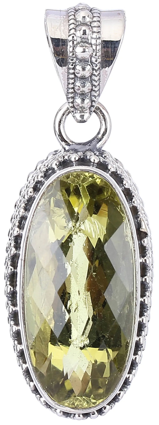 Oval Citrine Sterling Silver Pendant Necklace