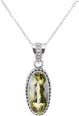 Oval Citrine Sterling Silver Pendant Necklace