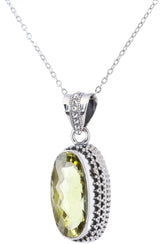 Oval Citrine Sterling Silver Pendant Necklace